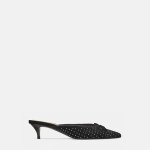 Zara red velvet mules with ties main image 1